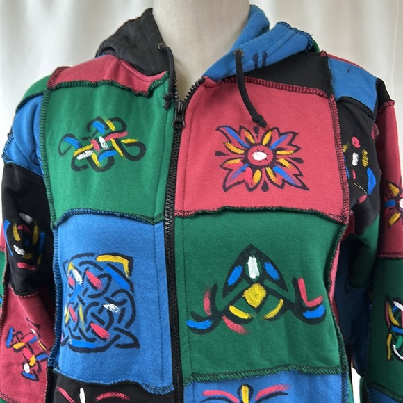 Himalayan Gifts Patchwork Zip-Up Hoodie Size Medium - Picture 7 of 15
